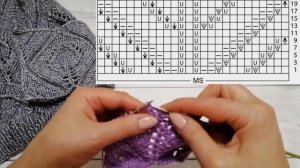 Узор листья спицами для жилета.