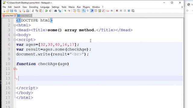 array method some in js code | array method some in js