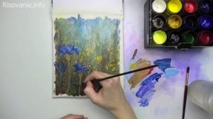 Ромашки и васильки | Рисуем гуашью