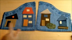 Джинсовая куртка с домиками.+ бонус.