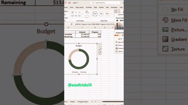 User's excel progress chart to track your New year's goals