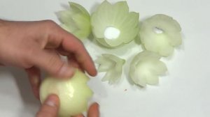 #171 How to make nine & more flowers from one onion - carving garnish for beginners