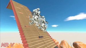 Kaiju Monsters Stairs Jumps Down into Lava Pool With Lava Dragon - Animal Revolt Battle Simulator