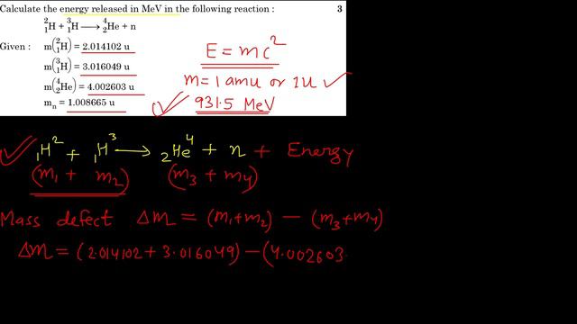 Energy released in nuclear fusion | Mass defect and nuclear energy #cbseclass12 #physics #boardexam