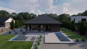 Z411 Одноэтажный дом с многоскатной кровлей и гаражом на две машины