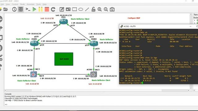 Configure BGP (IBGP 65000 & route Reflector) смотреть онлайн