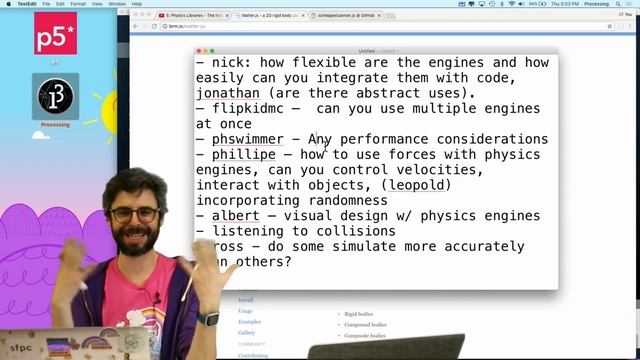 Coding Train Live 82: Physics Engines and Matter.js