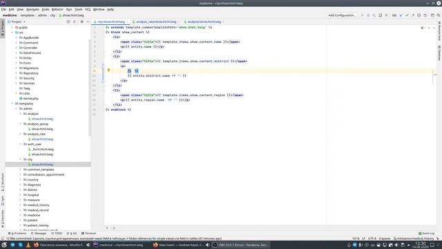 Медицинский проект на Symfony: Сделать ссылки для заголовков в просмотре записи