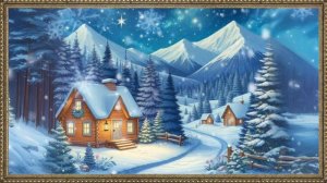 WALLPAPER TV ART FRAMED AMBIANCE SNOWY WITH JAZZ MUSIC SONGS  | ART | SCREENSAVER FRAMED PAINTING