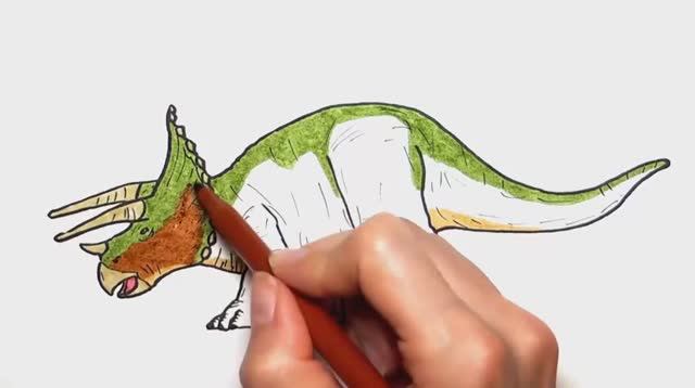 Нарисуй и раскрась динозавра Трицератопса  \\ Рисование для мальчиков!