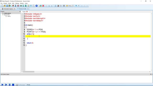 AVR microcontroller programming in proteus 2021