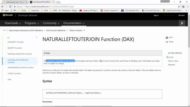 Left Join using DAX NATURALLEFTOUTERJOIN function