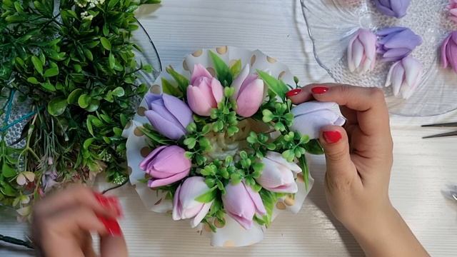 как собрать букет из мыльных тюльпанов. Тюльпаны от формадела GLORI form.