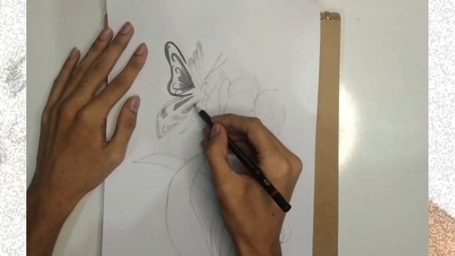 How to sketch beautiful Rose Flower with butterfly + shading #sketchingtutorial #rosesketch #nature