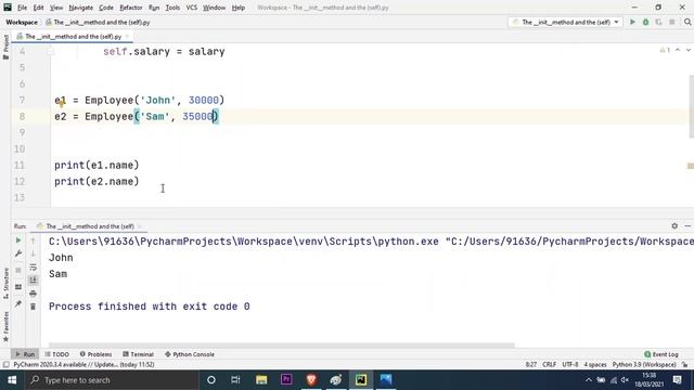 The Self and the _init_ method or the constructor in Python.