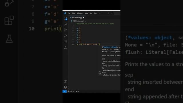 Find ASCII Value of Character in Python Programiming #ascii #character #pythonprogramming #python