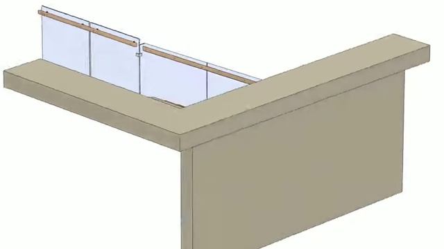 Стеклянное ограждение лестницы пристенной с поворотом 1
