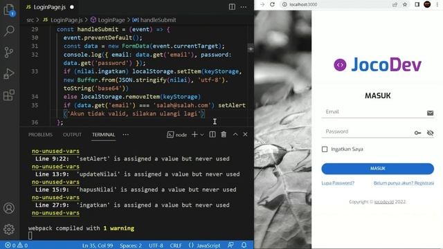 React JS #7: Menerapkan User eXperience Halaman Login смотреть онлайн