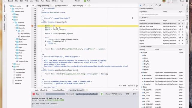 Debugging PHP Code with Cloud9