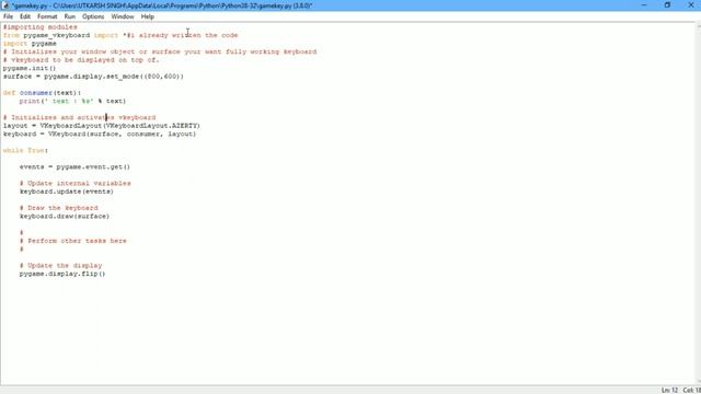 Creating a Visual Keyboard for a pygame Window || Pro-Gramer || #cswithpython