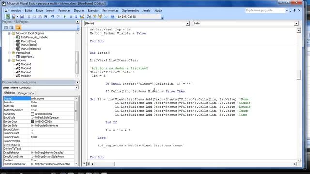 Vídeo Aula 32 - Filtro Avançado em Listview com filtro multicritério - VBA- parte 03 смотреть онлайн