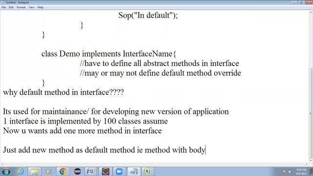 DEFAULT METHOD IN INTERFACE by #NiteenSir iCons