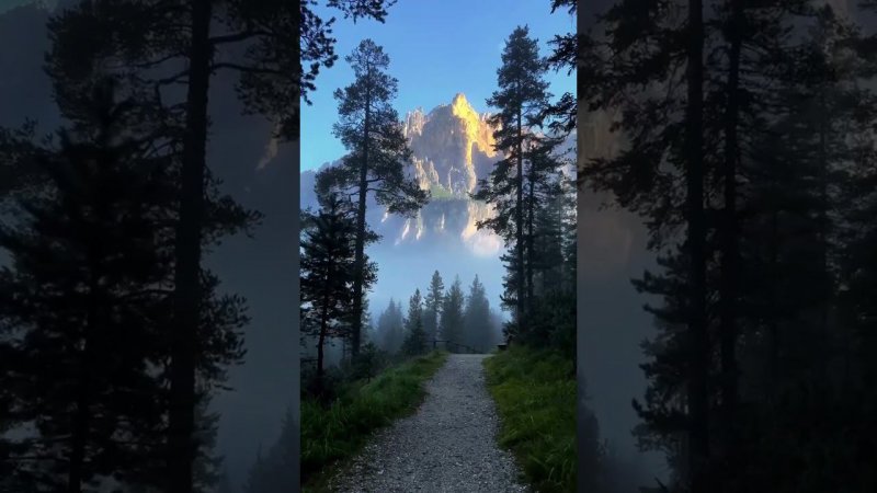 A path on the background of a mountain