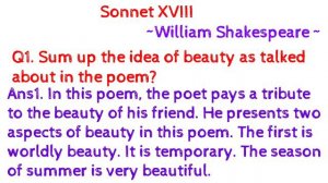 Sonnet 18 by William Shakespeare !! Long Question Answer !! Sonnet 18 Summary !! S.R. Study Solutio