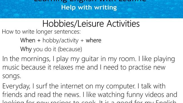 Write about Hobbies & Leisure Activities in English 1 смотреть онлайн