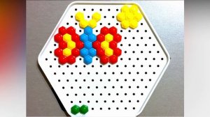 Бабочка, солнышко и клумба с цветами из мелкой детской мозаики "гвоздики"