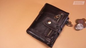 Мужской кожаный кошелек ?? KAVIS  с гравировкой. Обзор недорого портмоне из кожи с Алиэкспресс