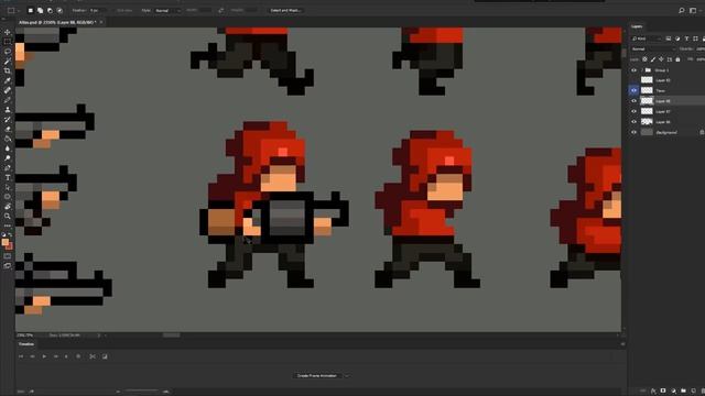 Разработка игр. Как я рисую пиксель арт оружие для инди игры Bloodlust 2D в Photoshop by Artalasky