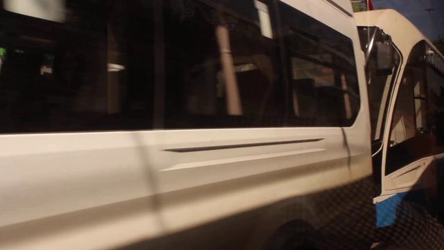 Проезжаем по однопутке под будущим МЦД-4 в окрестностях ТРЗ на трамвае по маршруту 46 смотреть онлайн