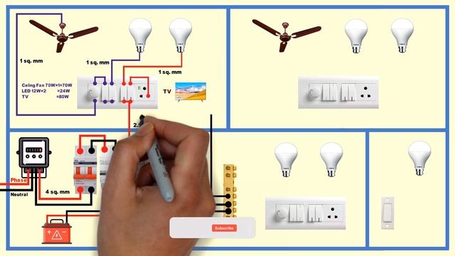 Complete house wiring with inverter connection || house wiring connection