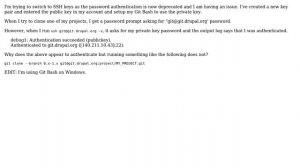 Drupal: Git cloning a project asks for git@git.drupal.org password