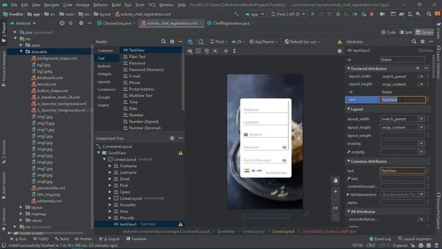 FOOD DELIVERY APP || Chef Registration Layout || Java || Android Studio || Firebase
