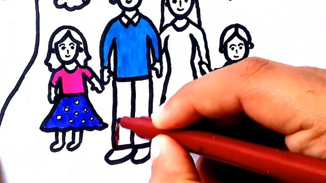 How to draw family with house scenery смотреть онлайн
