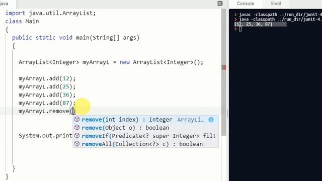 Java: ArrayList Methods()