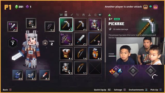 Pickycat  Sons vs. Redstone Golem - Minecraft Dungeons ps4 couch co-op gameplay