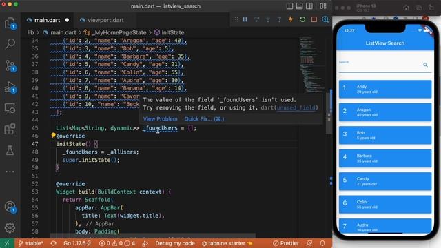 Flutter ListView Search With TextField