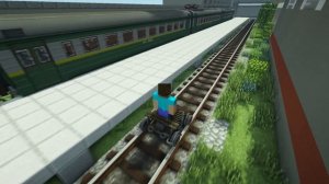 ? Дрезина с ручным приводом в Майнкрафт Immersive Railroading (тексельный стиль)
