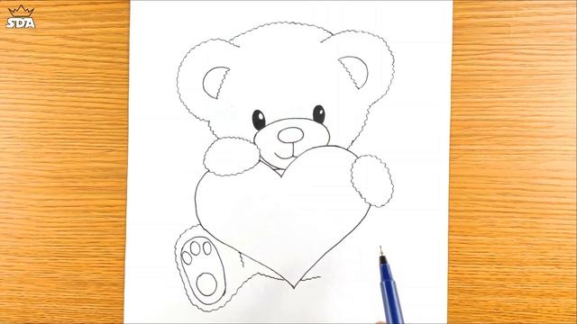 How To Draw A Teddy Bear Holding A Heart смотреть онлайн