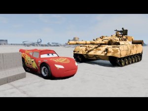 Lightning Mcqueen vs TANK and other CARS in BeamNG drive
