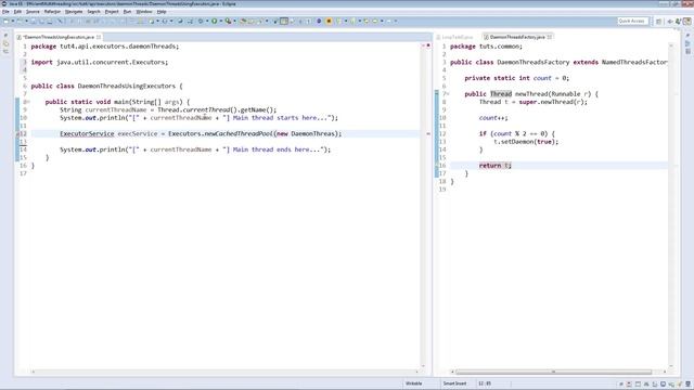 Daemon Threads Using Executors : Efficient Java Multithreading with Executors