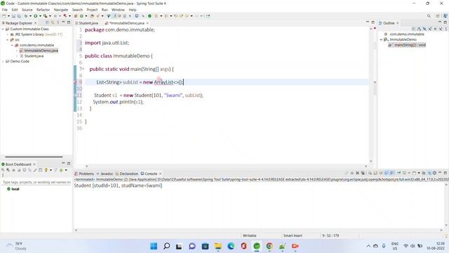 immutable class in java  | custom immutable class java | user defined immutable class java