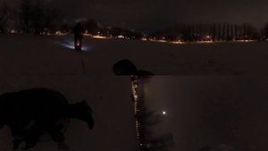 Видео 360! №4 Вечерние покатушки на ватрушках, квадриках и моноколесе по заснеженному льду!