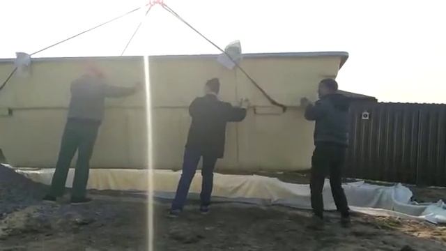 Установка чаши композитного бассейна