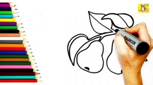 Как нарисовать фрукт Груша/Раскраска для малышей/Простой рисунок Груша