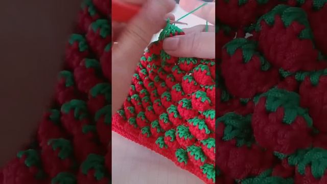 Crochet woven strawberry packets