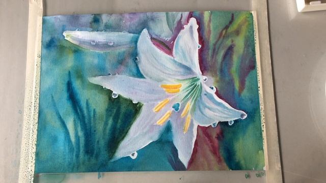 Мастер класс. Рисуем цветок лилии акварелью. Часть 4. смотреть онлайн